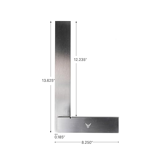 PEC Tools Mechanic's Square 12??x 8?? Precision Engineering Wide Base Square 90 Degree Right Angle Ground Hardened Steel Angle Ruler, Suitable for Woodworking and Precision Layout Work