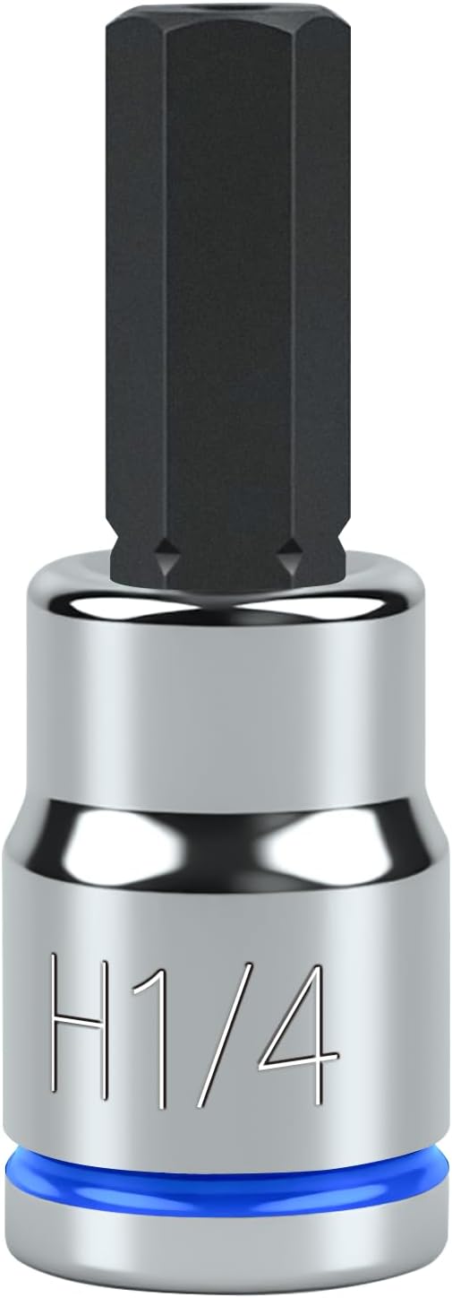 3/8 Inch Drive Hex Bit Socket, H1/4, Full Polished, Premium CR-V & S2 Alloy Steel Head Made for Auto/Mechanical