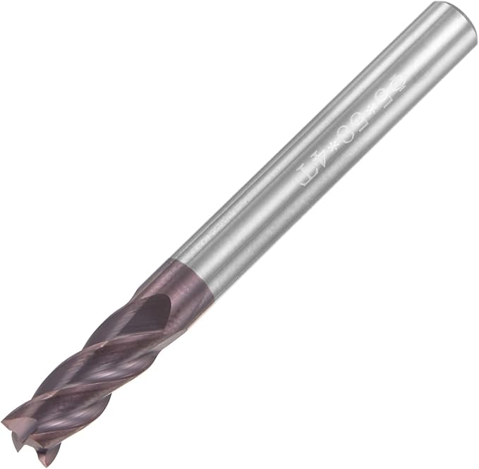uxcell Square Nose End Mill, 5mm Tip Dia Solid Carbide AlTiN Coated CNC Router Bits 4 Flute Spiral Milling Cutter HRC55 with 5mm Shank 50mm (2-inch) Length