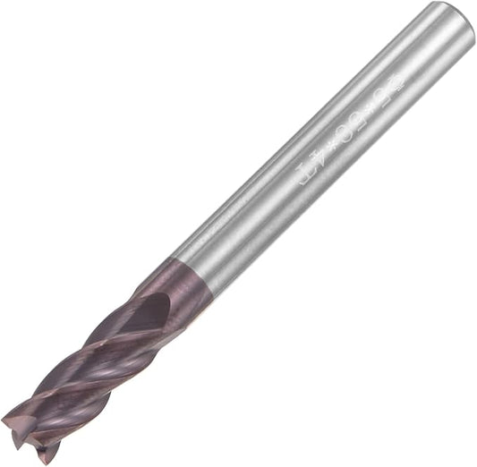 uxcell Square Nose End Mill, 5mm Tip Dia Solid Carbide AlTiN Coated CNC Router Bits 4 Flute Spiral Milling Cutter HRC55 with 5mm Shank 50mm (2-inch) Length