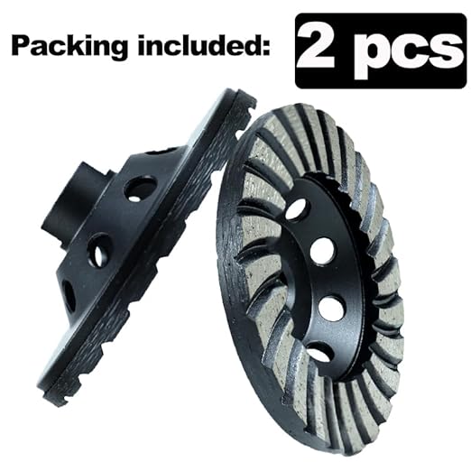 2pcs - 4" Concrete Diamond Cup Wheel Grinding with 5/8"-11 Arbor 30 Grit, Turbo Diamond Angle Grinder Wheels Steel Based for Concrete Granite Marble Masonry Brick