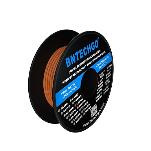 BNTECHGO 14 Gauge Silicone Wire Spool 50 ft Orange Flexible 14 AWG Stranded Tinned Copper Wire