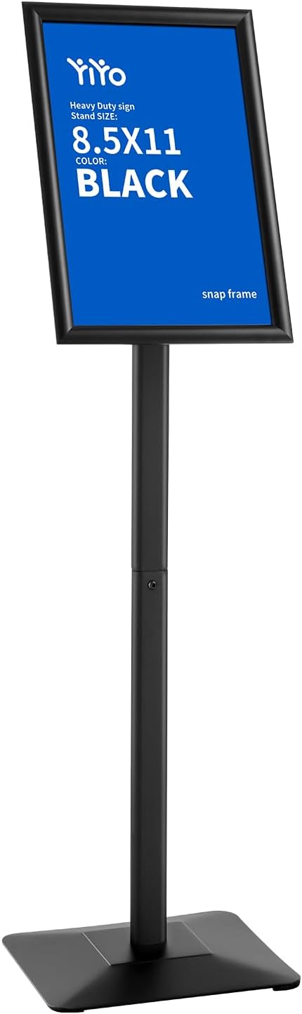 YIYO Sign Stand Poster Stand竊똞djustable heavy duty pedestal Sign Holder Floor Stand竊똞luminium frame floor standing for display 8.5*11 inch竊똁lack (8.5*11 Black)