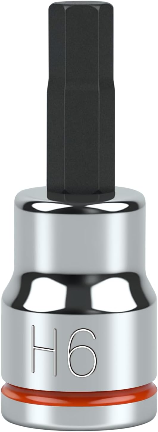 3/8 Inch Drive Hex Bit Socket, H6, Full Polished, Premium CR-V & S2 Alloy Steel Head Made for Auto/Mechanical
