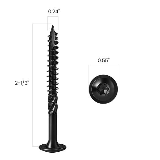 Lag Screws #14 x 2-1/2 Inch, (1lb, 45pcs) Heavy Duty Construction Structural Exterior Wood Timber Screws, Torx Drive Washer Head Rust Resistant Black Epoxy Coated, with T30 Star Bit
