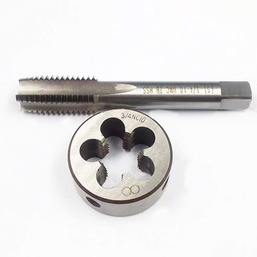 GBJ 3/4"-10 3/4"-14 3/4"-18 HSS Tap and Die Set UNF Machine Thread Tap and UNF Round Thread Die Right Hand (3/4-10 UNC)