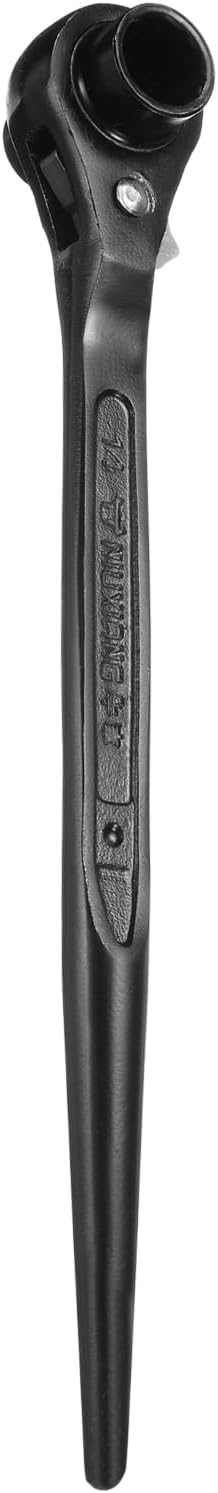 HARFINGTON Scaffolding Podger Ratchet Wrench 12mm x 14mm CR-V 12 Point Double Ended Socket Ratcheting Podger Scaffold Spud Spanner Tool for Auto Repair Mechanical Maintenance, Black