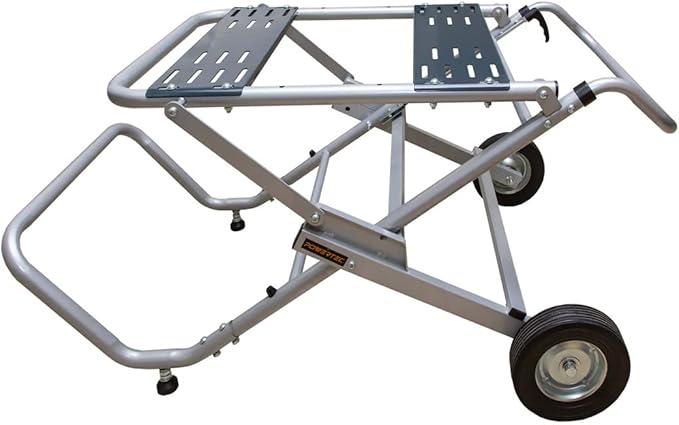 POWERTEC Table Saw Stand with Wheels, Portable Stand w/ 330Lbs Load Capacity, Foldable Design for Easy Storage in Garage, Compatible with Dewalt Table Saw (MT4009)