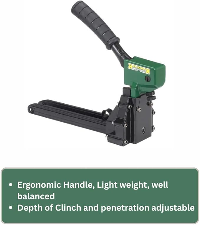 Klinch-Pak KP-AM A Manual Clinch 1-3/8" Crown Stapler Accepts K-A Series 5/8" to 3/4" Staples, Ideal for Folding Boxes, Complete Overlap and Other Corrugated Cardboard Applications
