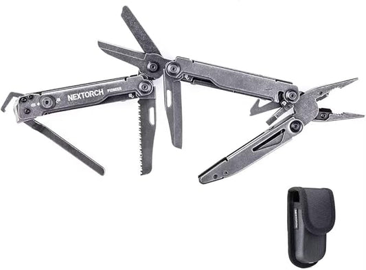 NEXTORCH PIONEER 14-IN-1 Multi-tools Full-Size,Versatile Multi-tool Set with Scissors Needle Nose Pliers Pocket Clip Multi-tool (STONE WASHED FINISH)