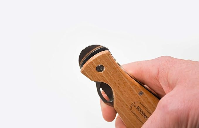 ROLLINGDOG Paint Scraper-Folding Painters Tool 9-in-1 Beech Wooden Handle Includes Paint Roller Cleaner, Nail Puller, Putty Knife Scraper, Hammer End