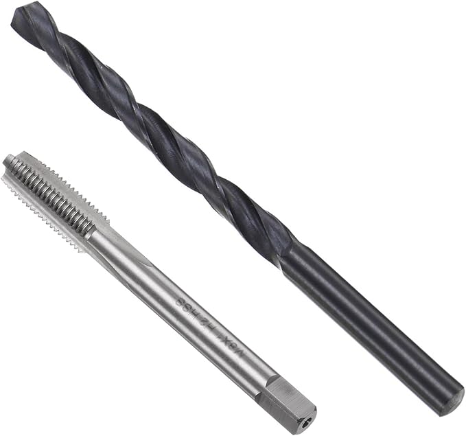 uxcell Metric Tap and Drill Bit Set, M8 x 1 Thread Tap & 7mm Black Oxide Twist Drill Bit, Straight Flute Tap Tapping Threading Repair Tool Kit