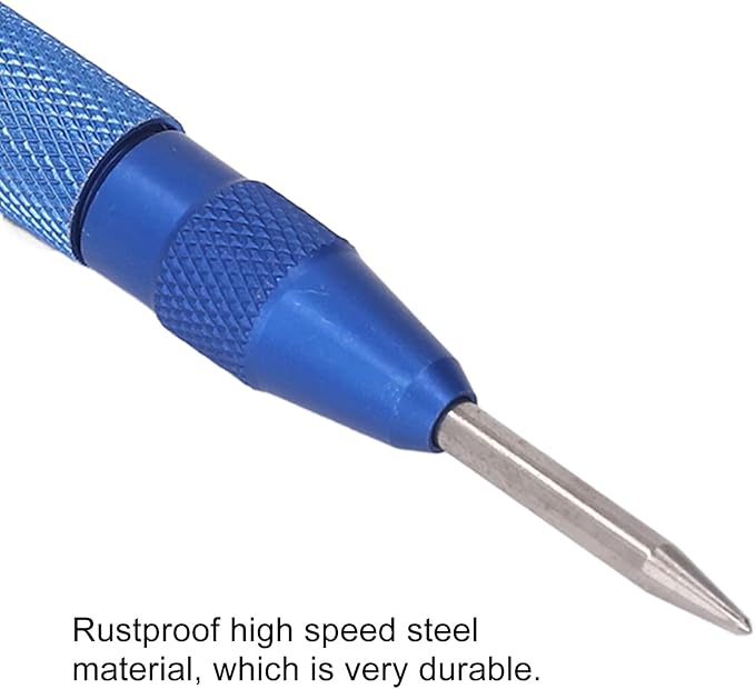 Center Punch, 4Pcs 5inches Center Punch Automatic High Speed Steel Tool Set Kit for Furniture Installation Machine Maintenance (Blue)