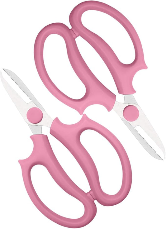 Pink Flower Scissors, Thickened Stainless Steel Floral Pruning Snips ??Sharp Garden Clippers for Fresh Flowers, Flower Arrangement Supplies, DIY Floral Cutting Scissor (2 PCS Pink)