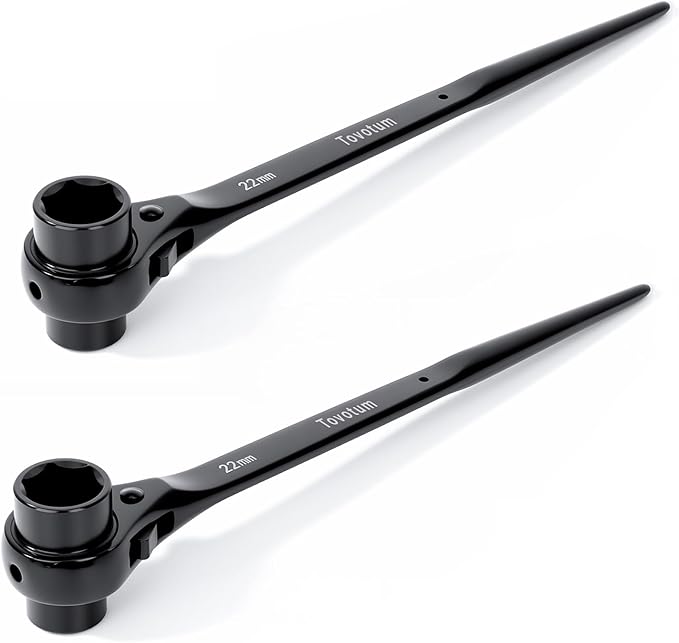 2PC 19mm횞22mm Or 3/4"횞7/8" 6 Point Double Ended Socket Ratcheting Podger Scaffold Spud Wrench Black