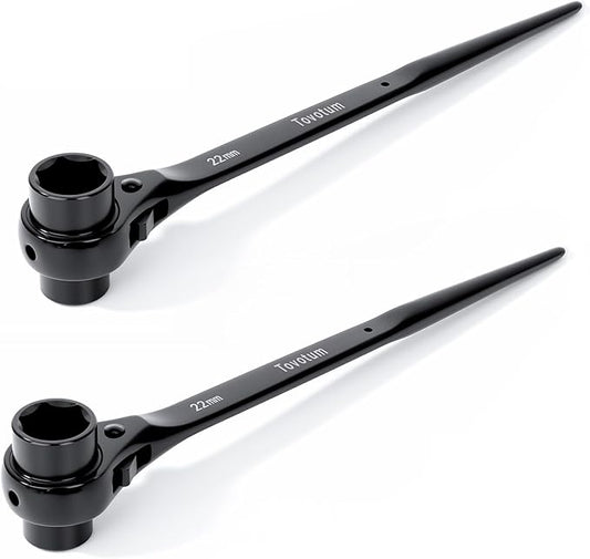 2PC 19mm횞22mm Or 3/4"횞7/8" 6 Point Double Ended Socket Ratcheting Podger Scaffold Spud Wrench Black