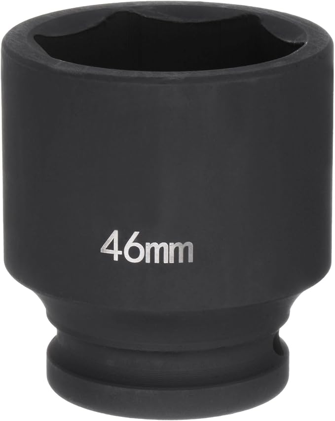 HARFINGTON 6-Point Impact Socket 3/4" Drive 46mm Metric 40Cr Alloy Steel Spindle Axle Nut Impact Socket