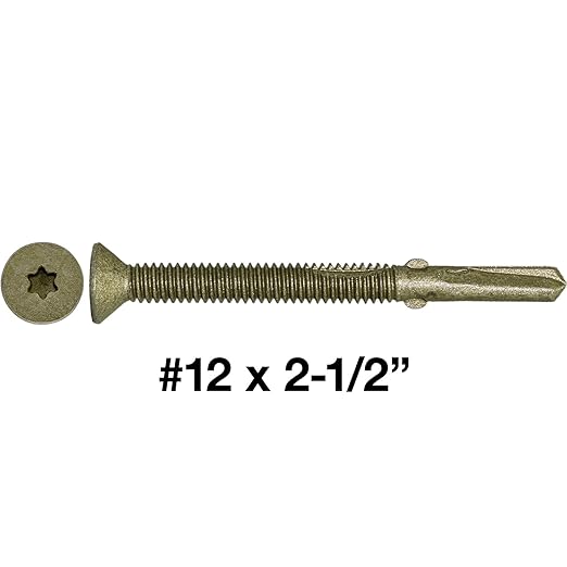 Jake Sales #12x2-1/2 Reamer Tek Torx/Star Head Self-Drilling Wood to Metal Screws - for Flatbeds, Trailers or Fastening Wood to Steel - T25 Torx Screw Head - (1 Pound Approx. 50 Screws)