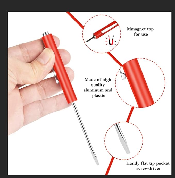 6 Pieces Pocket Screwdriver Mini Tops And magnetic pocket screwdriver with A Single Blade Head for Mechanical, Electrician (Red)