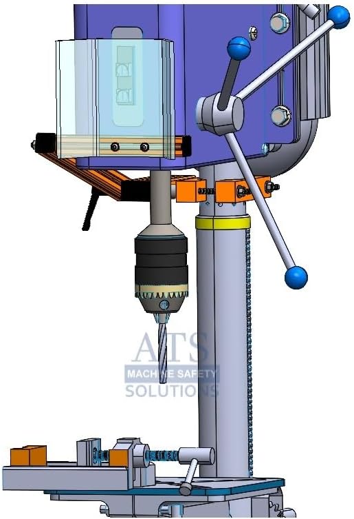 ATS Safety, Drill Press Guard, Part # DPG-ES1 fits Machines with Column Diameters of 2.0-4.0 inches, Safety Accessories Made in USA