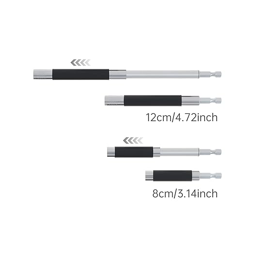 ChgImposs 5PCS Magnetic Drill Bit Extension Set ??60/100/150MM (2-3/8",4",6",) Fixed + 80/120MM(3.15"/4.72") Adjustable Magnetic Screwdriver Bit Holders, 1/4" Hex Quick Release Adapter