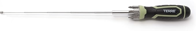 Terre Products, 6 in 1 Multitool Screwdriver, Nut Driver, All in One Screwdriver with Flashlight and Telescopic Magnetic Pick Up Tool, Multi Bit Screw Driver