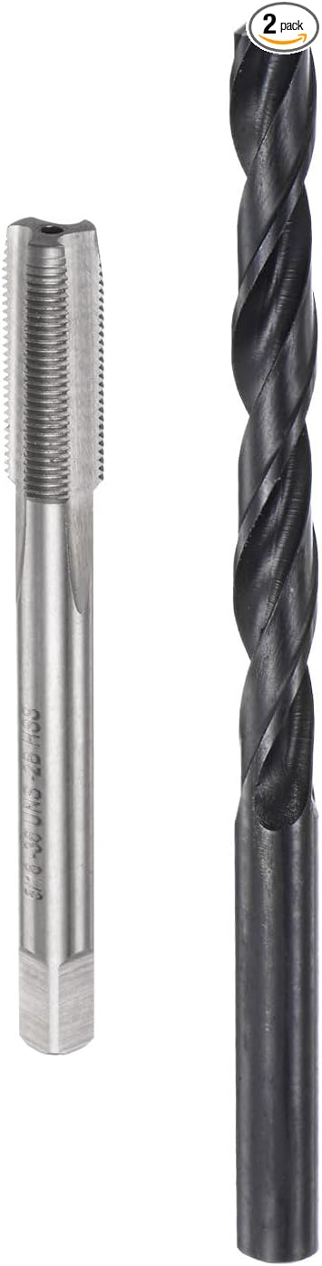uxcell Tap and Drill Bit Set, 5/16-36 UNS Thread Tap & 9/32" Black Oxide Twist Drill Bit, Straight Flute Tap Tapping Threading Repair Tool Kit