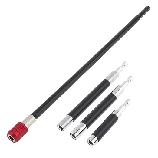 ChgImposs 4PCS Magnetic Drill Bit Extension Set ??300mm (12") Fixed + 80/120/140mm(3.15"/4.72"/5.51") Adjustable Magnetic Screwdriver Bit Holders, 1/4" Hex Quick Release Adapter