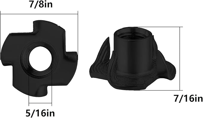 50pcs 5/16-18 T-nut Black Four-jaw - for Home, Hotel Outdoor Threaded Insertion
