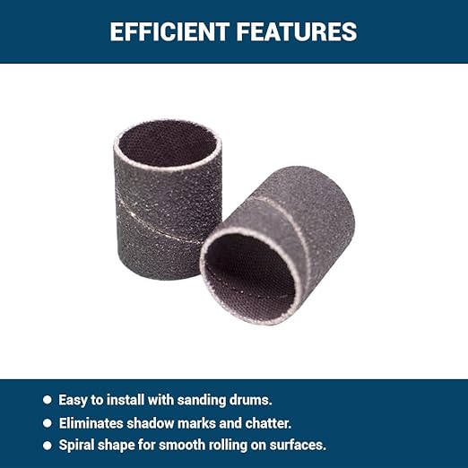 Benchmark Abrasives 1.5" x 1.5" Aluminum Oxide Abrasive Spiral Bands for Rotary Tools, Drum Sleeves for Sanding Deburring Blending Polishing on Metals Plastic Wood Rubber (10 Pack) - 60 Grit