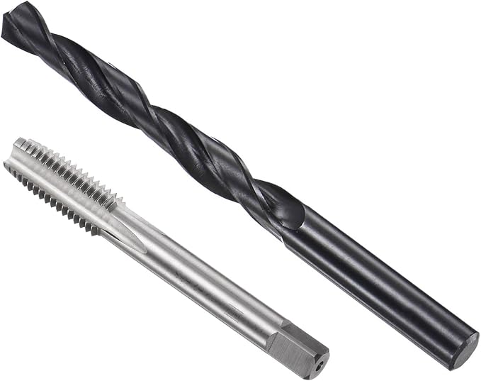 uxcell 2pcs M12 x 1.75 Metric Tap & 10.3mm Drill Bit Set, Black Oxide, High Speed Steel, Tap and Drill Bit Set