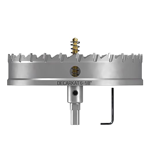 6-1/8" TCT Hole Saws for Hard Metal, Heavy Duty 156mm Tungsten Carbide Tipped Hole Cutters Set with Spring-Loaded Pilot Drill Bits for Stainless Steel, Metal, Iron, and Plastic.