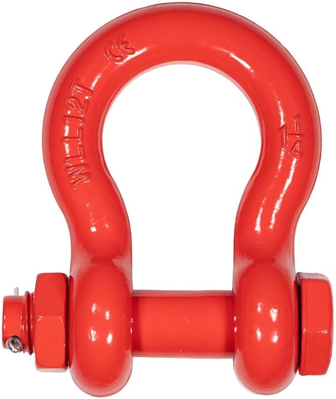 Mytee Products 2 Pack 1-1/4" Anchor Shackle Forged Carbon Steel w/Safety Screw Pin Load Limit 24,000 lbs, Double Rust Protection Heavy Duty D Ring Bolt Type Shackle for Towing, Rigging