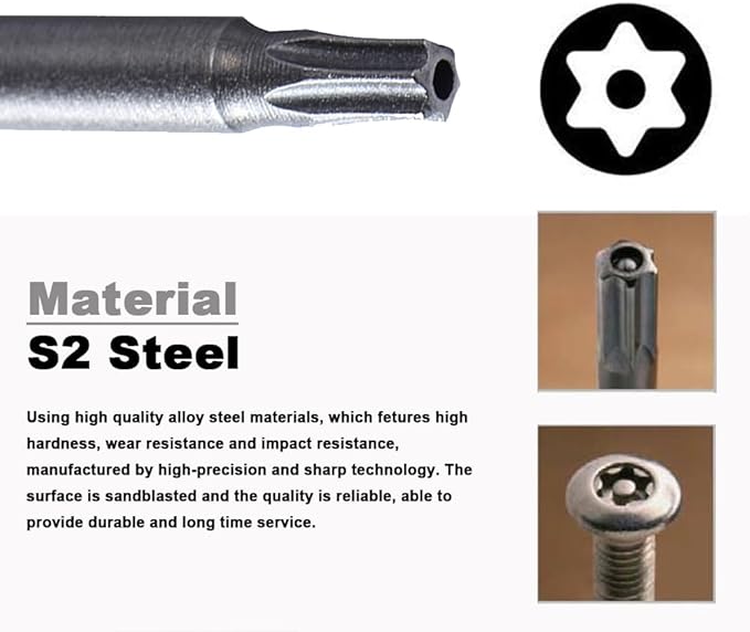 Security Torx Bit Set 11PCS 1/4 Inch Hex Shank 4 Inch/100 mm Length S2 Steel Extended Tamper Proof Star Bit Set with Magnetic for Power Screwdriver Drill Impact Driver