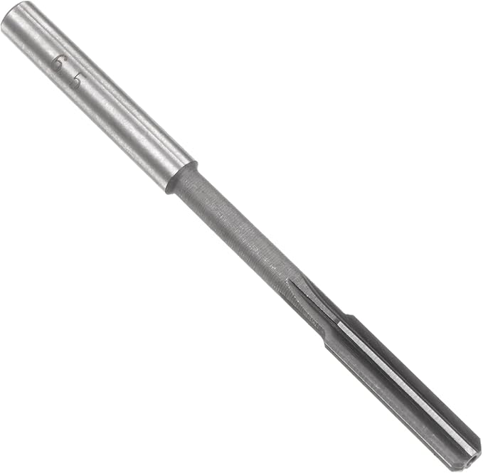 uxcell Chucking Reamer 6.5mm, H7 HSS Lathe Machine Reamer 6 Straight Flutes, Round Shank Milling Cutting Tool, Metric Reaming Drill Bit for Stainless Steel Metal Hole