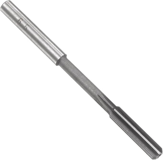 uxcell Chucking Reamer 6.5mm, H7 HSS Lathe Machine Reamer 6 Straight Flutes, Round Shank Milling Cutting Tool, Metric Reaming Drill Bit for Stainless Steel Metal Hole