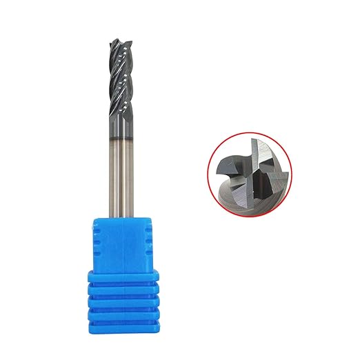 5PCS Carbide Square End Mill Bits Set, Milling Bits Cutter 3/16 Carbide End Mills for Alloy Steels/Hardened Steels, HRC 45 Deg Single End 4 Flute AlTiN Coating, 3/16 in