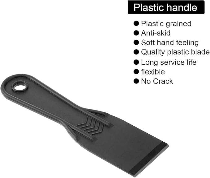 Plastic Putty Knife Set Plastic Putty Knives Flexible Paint Scrapers Tool Flexible Scraper Set Plastering Tool Filling Knife Set for Patching,Spackling,Wallpaper (Black, 5 Pcs)