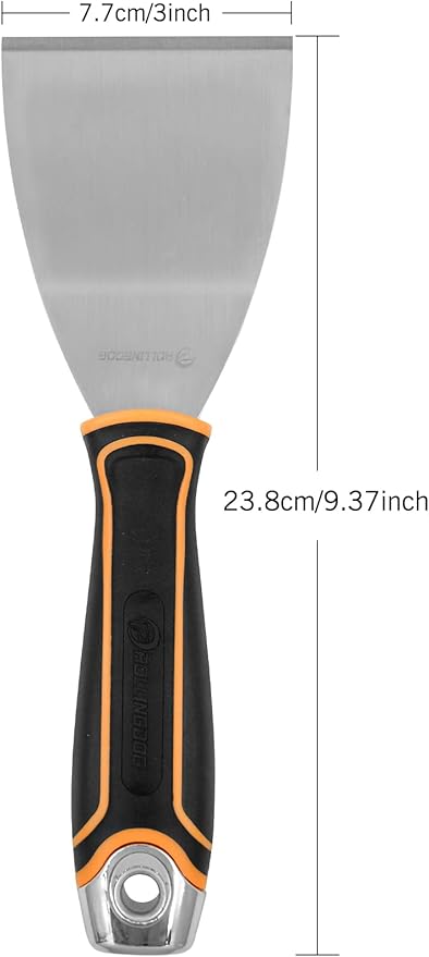 ROLLINGDOG 3 Inch Paint Scraper - Offset Scraper Stainless Steel Bent Blade Stiff Putty Knife,Chisel Scraper,Wallpaper Stripping Tool