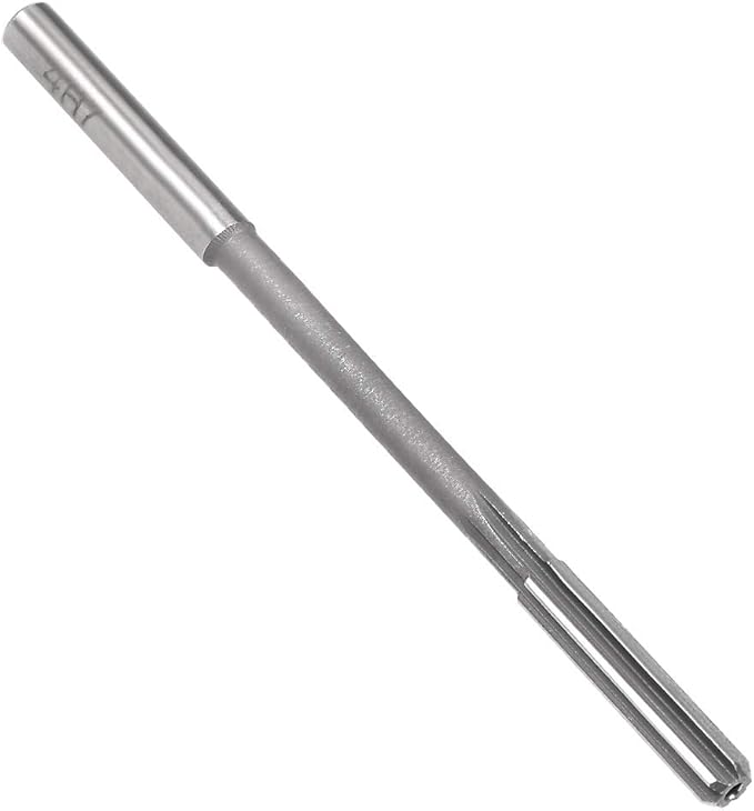 uxcell Chucking Reamer 4mm, H7 HSS Lathe Machine Reamer 6 Straight Flutes, Round Shank Milling Cutting Tool, Metric Reaming Drill Bit for Stainless Steel Metal Hole