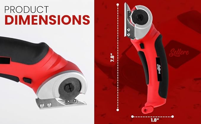 Sellere Electric Cutter for Cardboard & Carpet - Cordless Electric Scissors for Fabric - Carrying Case Included - Box Cutter Electric - 4.2V & 2000mAh - Low Noise & Low Vibration