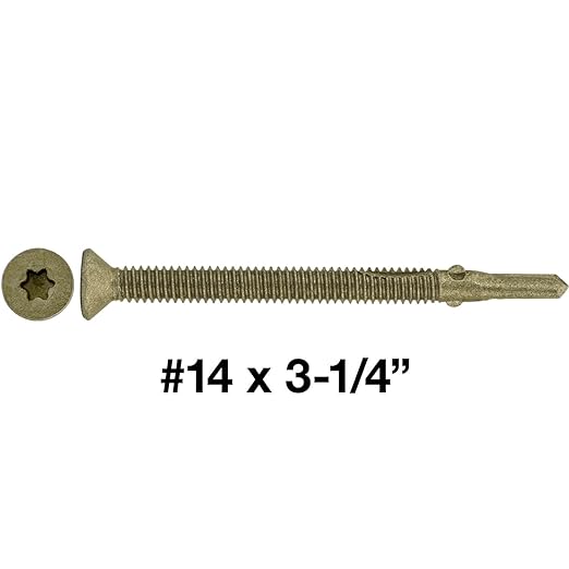 14x3-1/4 Reamer Tek Torx/Star Head Self-Drilling Wood to Metal Screws - for Flatbeds, Trailers - T-30 Torx Screw Head CASE Qty 42 Boxes 1,260 Screws