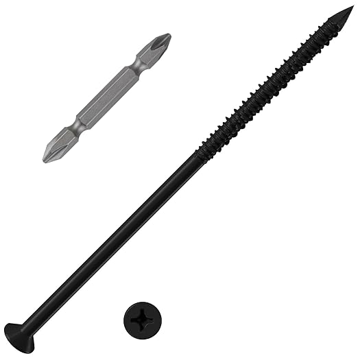 WenSilon(30 PCS) 1/4" x6 Black Concrete Screw Anchor Black Flat Head for Anchoring to Masonry, Block or Brick Stucco