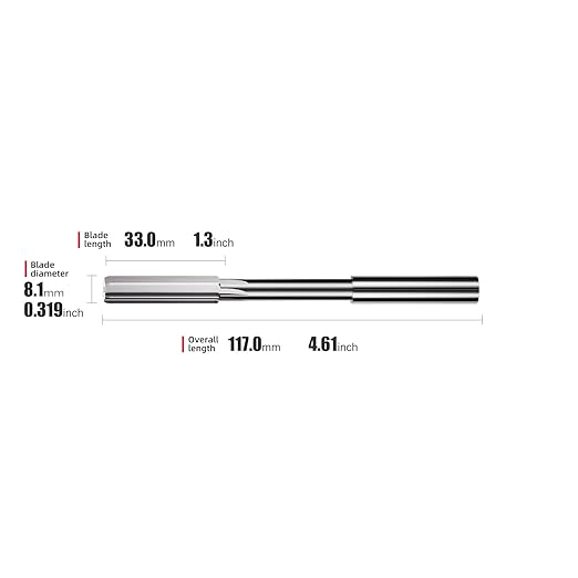 8.1mm Chucking Reamer,H7 HSS Straight Flutes Lathe Machine Reamer,Round Shank Milling Cutting Tool,1 pcs DRINYOUNG(8.1mm)