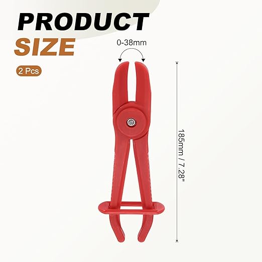 uxcell 2Pcs Hose Clamp Pliers, 7.3" Hose Pinch Off Pliers Plastic Straight Line Pinch Clamps Plier for 0-1.5 Inch Width Automotive Radiator Fuel Brake Gas Lines, Red