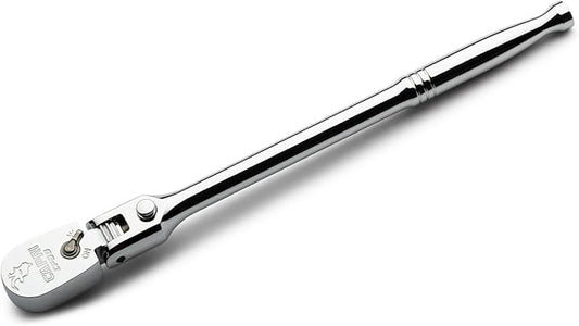 Capri Tools 1/4 in. Drive Fine 90-Tooth Locking Flex-Head Ratchet, Extra Long Chrome Handle
