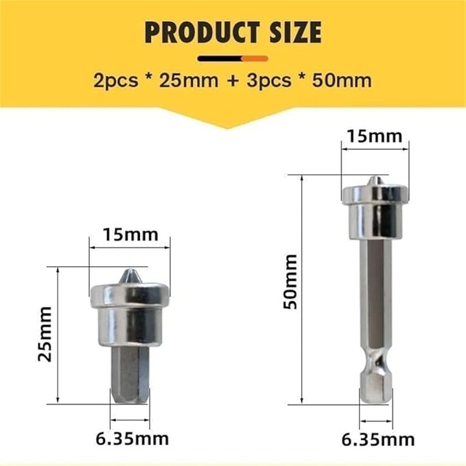 5pcs Set Magnetic Positioning Screwdriver Bits Drywall Screw Setter PH2 Bits for Plasterboard Screw Hex Shank Positioning Bit Batch Head (5pcs 50mm)
