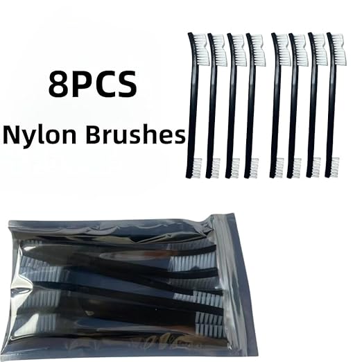 8-Pack Heavy-Duty Scrub Brush: Wire & Nylon Brushes for Grills, Guns & Sneakers ??Heat-Resistant + Ergonomic Non-Slip Handle for Contains Gun Cleaning Supplies, Masonry Brush & Compact Travel Brushs