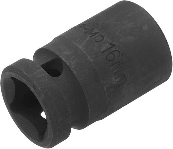 uxcell 1/2" Drive x 16mm Shallow Impact Socket 12-Point Metric CR-MO Steel Nut Impact Grade Socket for Auto Repair