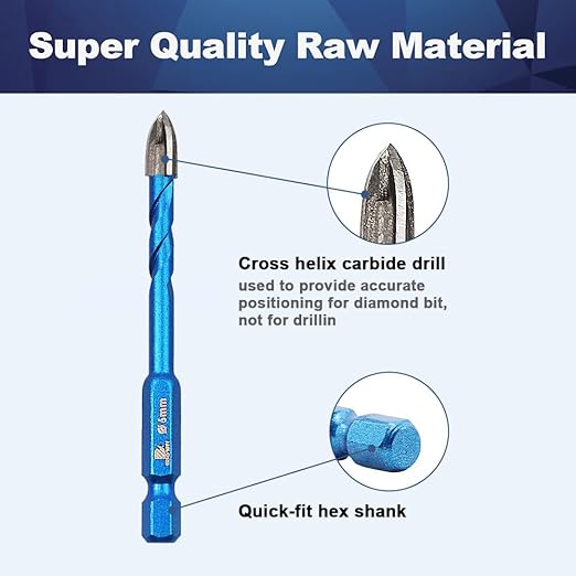 Diamond Drill Bit - BRSCHNITT 10pcs Masonry Drill Bits Set for Porcelain Tile Ceramic Stone Granite Marble,Hex Shank Diamond Hole Saw Drill Bit